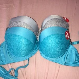 Gray and Blue Push Up Bras